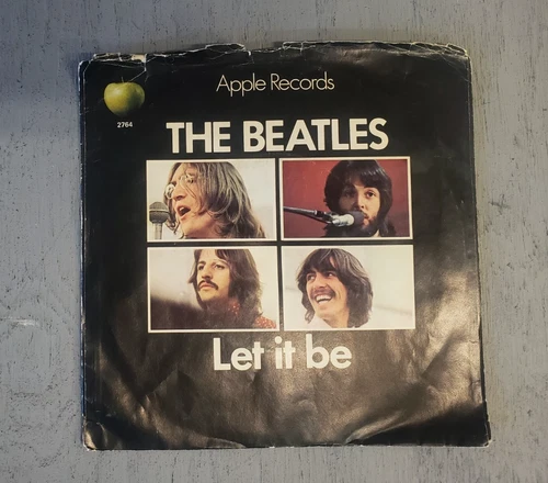 THE BEATLES Let It Be APPLE w/PS 7" single 45 RPM M- RECORD Vinyl USED