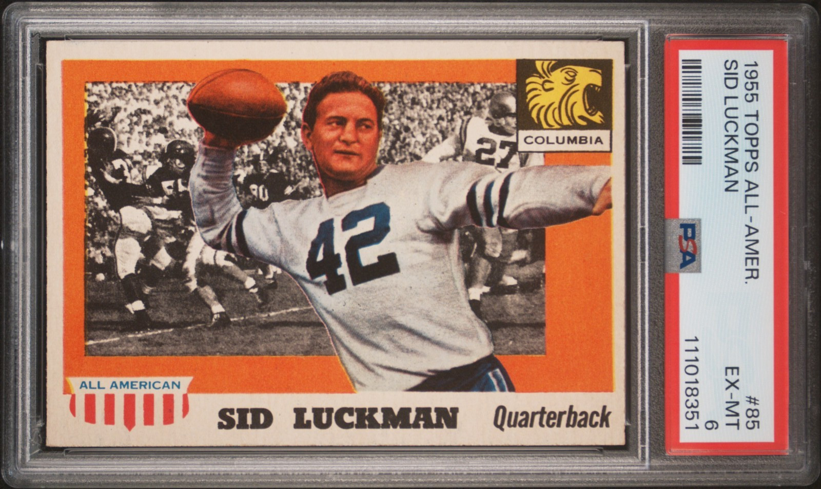 1955 Topps Football Cards #85 Sid Luckman HOF Chicago Bears PSA 6 EX-MT
