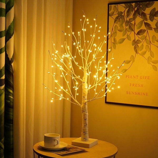 Birke Lichterbaum Innen Mit 144 WarmweißEr Leds Licht, USB Bonsai Leuchtbaum-image