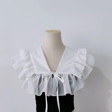 Retro Detachable White Ruffle Lace Fake Collar Big Lapel Neck Collar Accessories