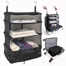 Stow-N-Go Travel Luggage Organizer – Portable Hanging Travel Shelves Carry-On...