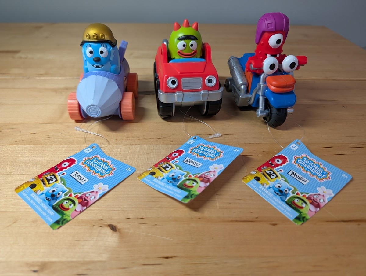 New Yo Gabba Gabbaland Toy Car Set Of 3 Roadster Pals Cars Brobee