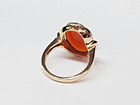 Vintage WELL-MADE 13.4k Gold 16x12mm Carnelian Low-Dome Cabochon Ring Sz 6.5 — photo 10