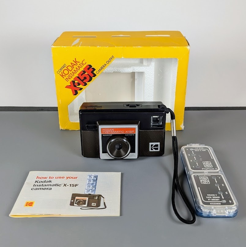 Kodak Instamatic X-15F Camera Outfit w/ Flash + Manual – 126 Film, Vintage