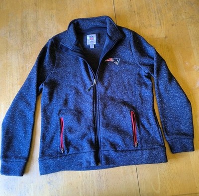 NFL New England Patriots Womens Sz L Navy Blue Heather Full Zip Fleece Jacket 