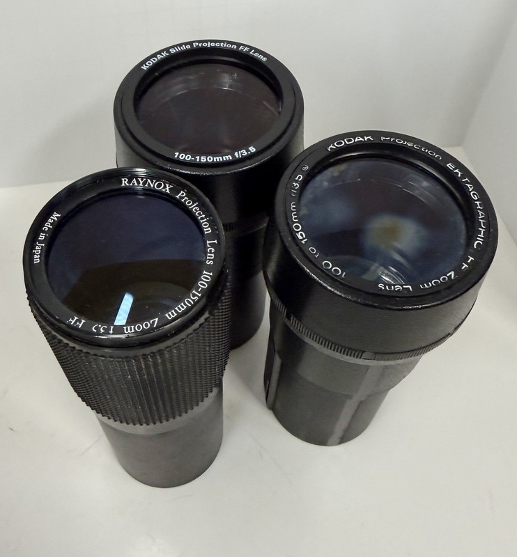 Three Zoom Lenses For Slide Projectors - 100-150mm f3.5 - Raynox & Kodak