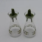 Vintage Pyrex Spring Blossom Green Salt & Pepper Shakers Crazy Daisy Avocado 2pc