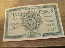 Algeria 2 diff Banknote 1942-43 Ungraded Circulated WWII Paper Money