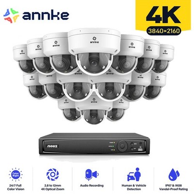 ANNKE 12MP 16CH NVR 4K Color POE Security Camera System 4x Zoom Audio Recording