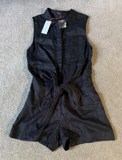 NWT Zingara Women's Black Linen Playsuit Jumpsuit Romper - Size Medium