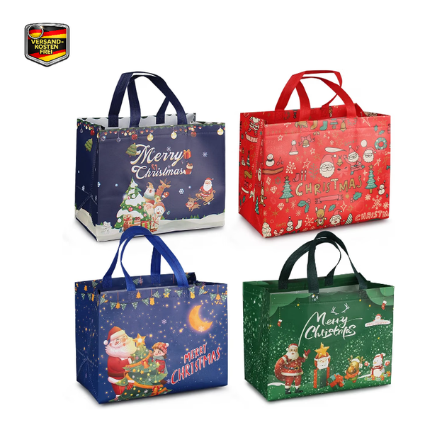 WeihnachtsgeschenktüTen 4 StüCk Mit Griffen, Vlies Tragetaschen 32,5X25X17 Cm-image