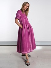 Ganni Overdyed Heavy Denim Open Back Distressed Midi Dress