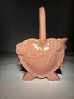Vintage Pink McCoy USA Heart Roses Basket Vase/Planter – 9.5" Handle