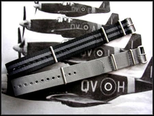 22mm Black Grey NATO G10 Military watchband 2pak RAF MoD Bonded stitch IW SUISSE