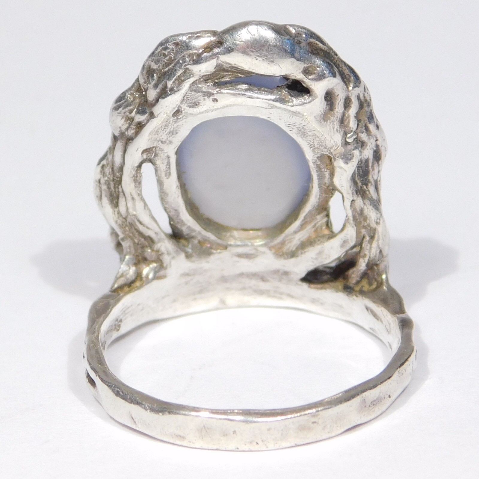 MODERNIST STERLING RING WITH CHALCEDONY MID CENTU… - image 4