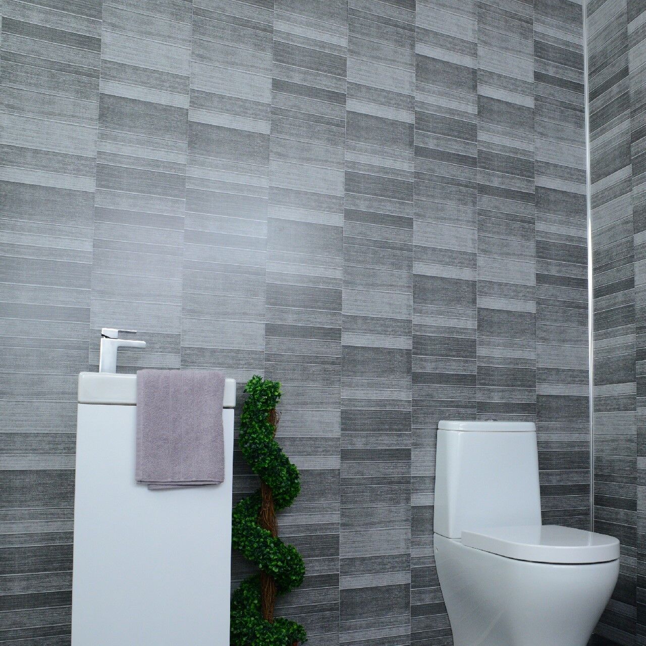 Grey Bathroom  Cladding Tile Effect 5mm PVC Wall  Panels  