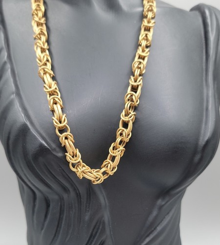 Miriam Haskell Necklace Chunky Byzantine Choker Chain 15" Gold Tone Rare Vintage - Picture 6 of 11