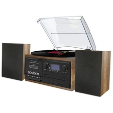 Boytone BT-58W, Bluetooth Classic Style Record Player Turntable AM/FM, CD Player