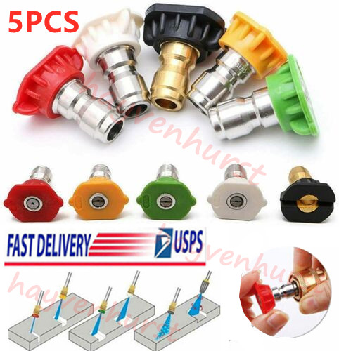 5PCS NOZZLE TIP FOR 3000 PSI High Pressure Washer Gun Car Wash Foam Spray Wand