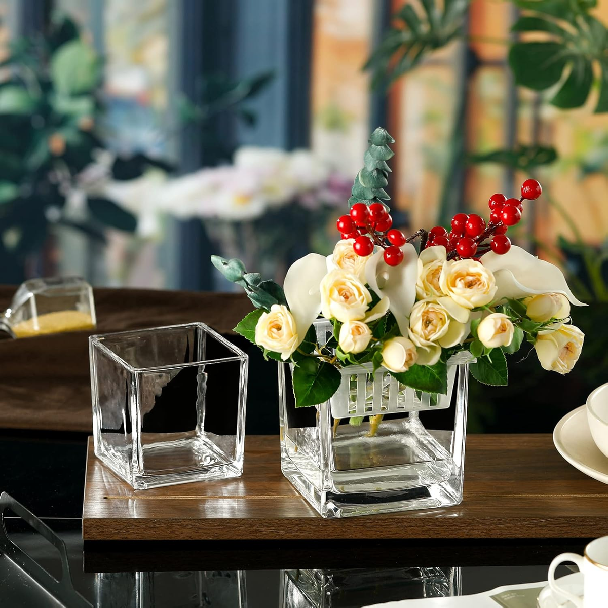 Vaso Fiori, 6 Pezzi Vaso Vetro Trasparente, Vintage Vaso Decorativo con Corda di Canapa, 6 Diverse Dimensioni, Vasi Vetro per Casa Tavolo Centrotavola Matrimonio