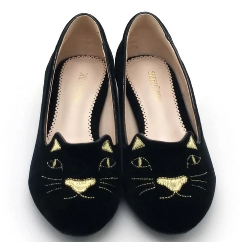 Damenschuhe Stickerei Samt flache Halbschuhe Charlotte schwarz & goldfarben neu - Bild 6 von 9