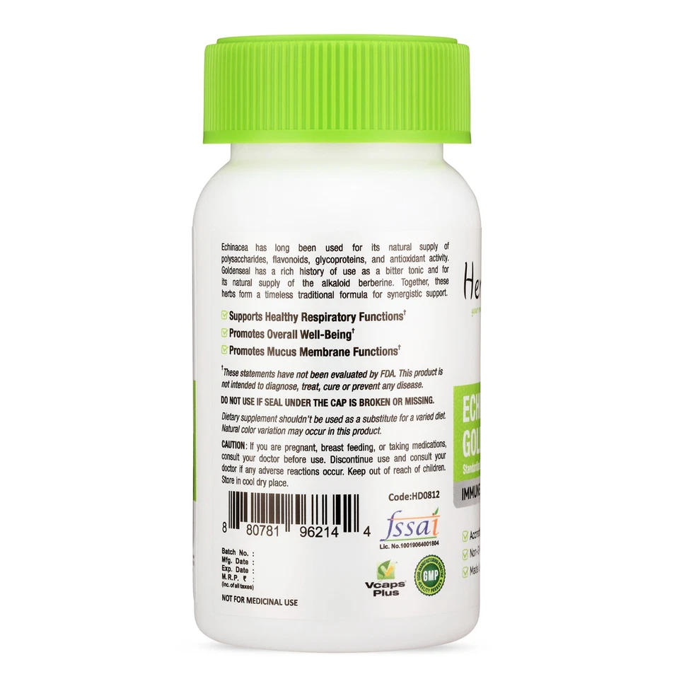 Cápsulas de extracto de raíz de equinácea y sello de oro potente apoyo a la inmunidad a base de hierbas Foto 3 de 4