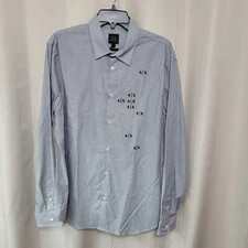 Armani Exchange Regular Fit Button Up Long Sleeve Shirt Men's Sz Large Gray NWT