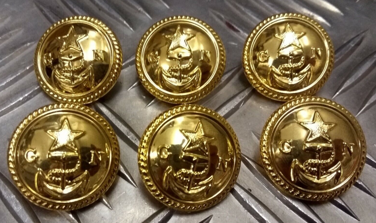 Genuine Military Issue Navy GN Buttons Set of 6 for Jacket Blazer Greatcoat Anchor V929