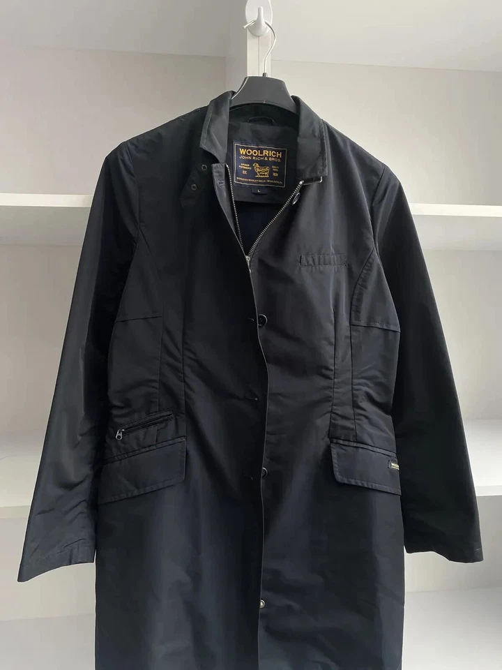 Vintage Woolrich Woman Navy Trench Coat Zip Jacket Sz L - Image 2 of 4