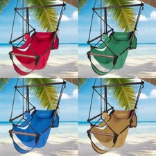Hammock Chair Swing Hanging Rope Net Chair Porch Patio Outdoor with 2 Cushions