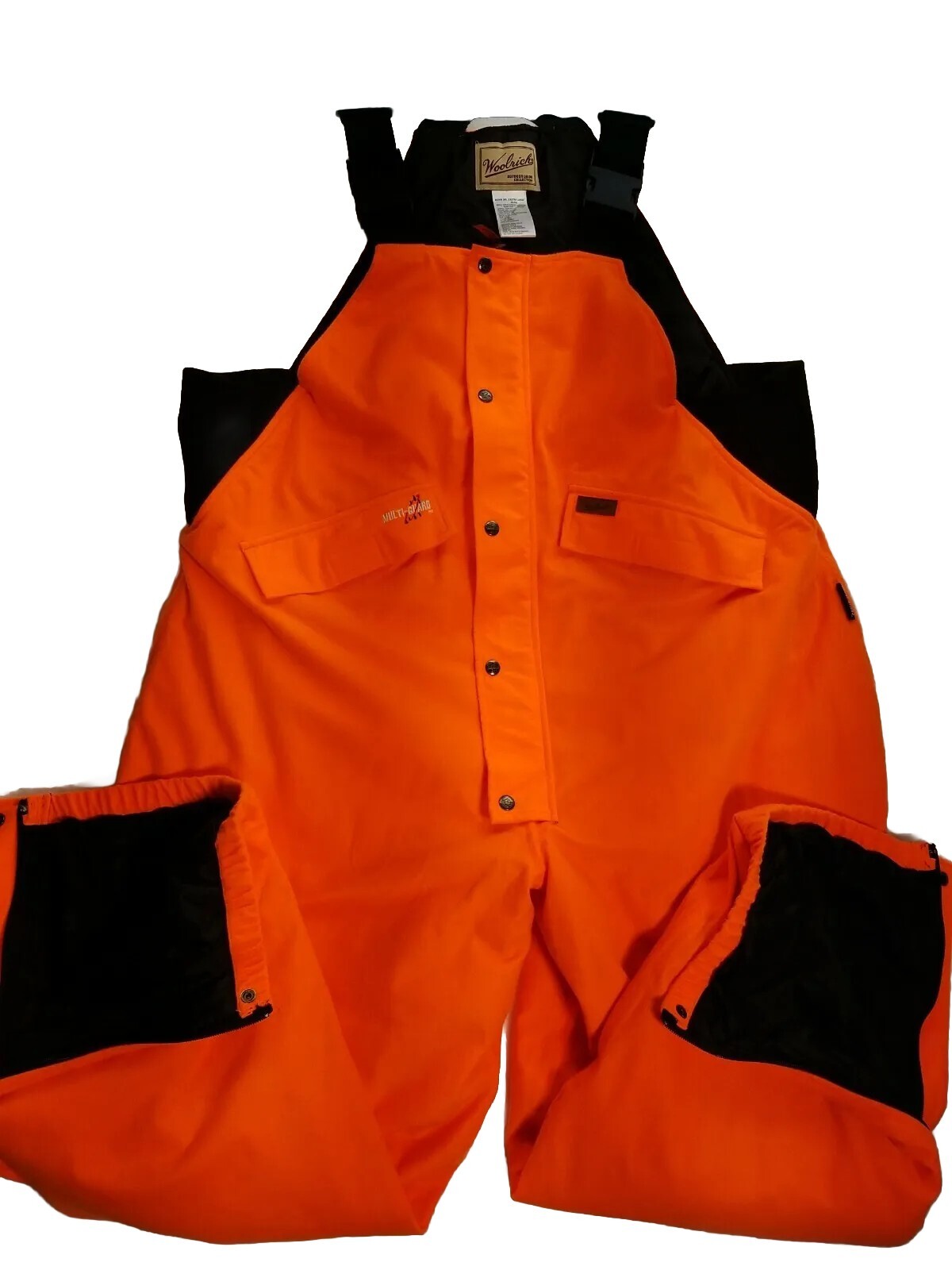 WOOLRICH Outdoor Hunting Bibs Men's 2XL 5052 Overalls NEON ORANGE