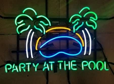 20"x16" Party At The Pool Neon Sign Light Lamp Club Bar Beer Gift Wall Decor A