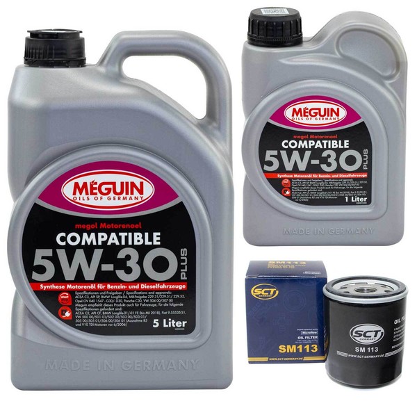MotoröL Set SAE 5W-30 Plus Meguin 6 Liter + ÖLfilter FüR Citroen Peugeot Expert-image