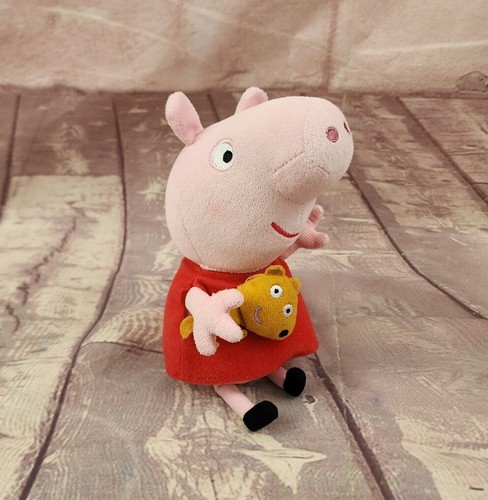 TY Beanie Babys Peppa Pig 8 Zoll mit Teddybär Plüsch Sitzsack 2016 - Bild 1 von 5