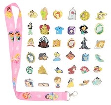 Princess Themed Starter Lanyard Set With 5 Disney Parks Trading Pins Brand New