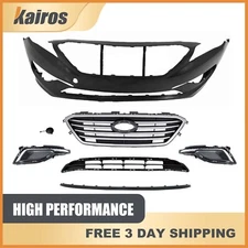 Fits 2015-2017 Hyundai Sonata New Front Bumper Cover Kit W/ Upper Lower Grille