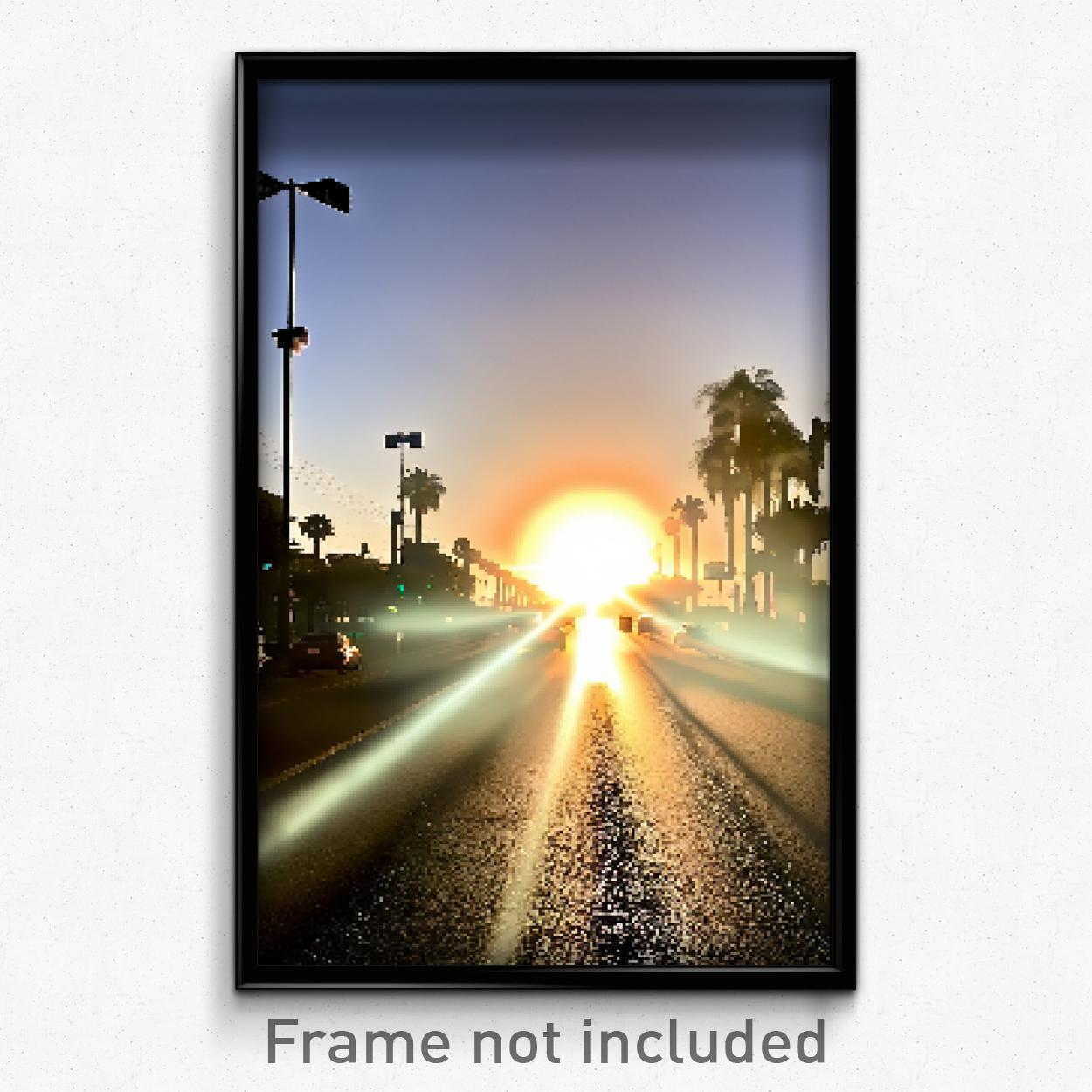 Pixel Art Poster - Sunny Boulevard (8 Bit Psychedelic Trippy Video Game Print)