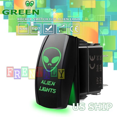 Light Up Green LED – 5-Pin, ON/OFF, 20A 12V – Laser Etched "POWER" – For Dash & Panels Rocker Switch - Foto 11