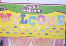 Watercolor WELCOME Bulletin Board Teacher Classroom Sign NIP