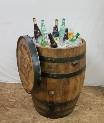 Whiskey Barrel Cooler c/ Personalized Lid-Your Name-Design-Logo-FREE SHIPPING