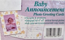  10 Baby Birth Announcement Photo Frame Greeting Cards Bunnies  Ducks NEW OS