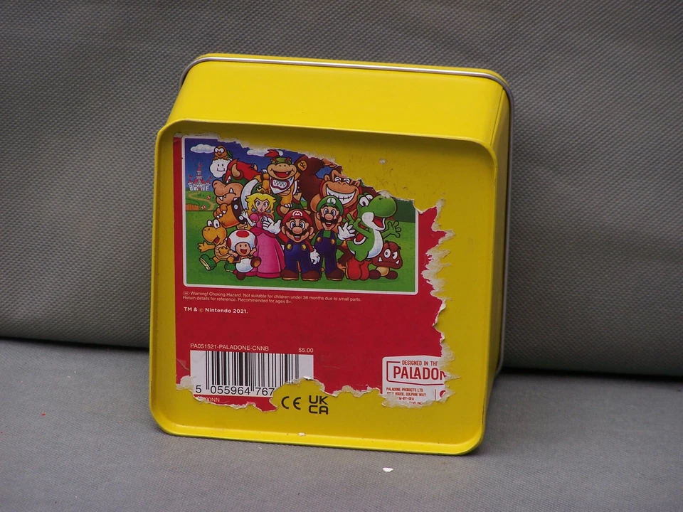 Nintendo Super Mario Bros 250 Piece Jigsaw Puzzle Question Mark Yellow Tin Box - Image 2 of 3