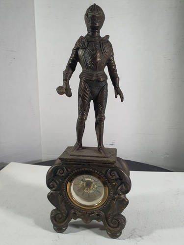 Clock Medieval Cast Iron Knight Soldier in Armor Fireplace Mantel Desk Office - Bild 4 von 16