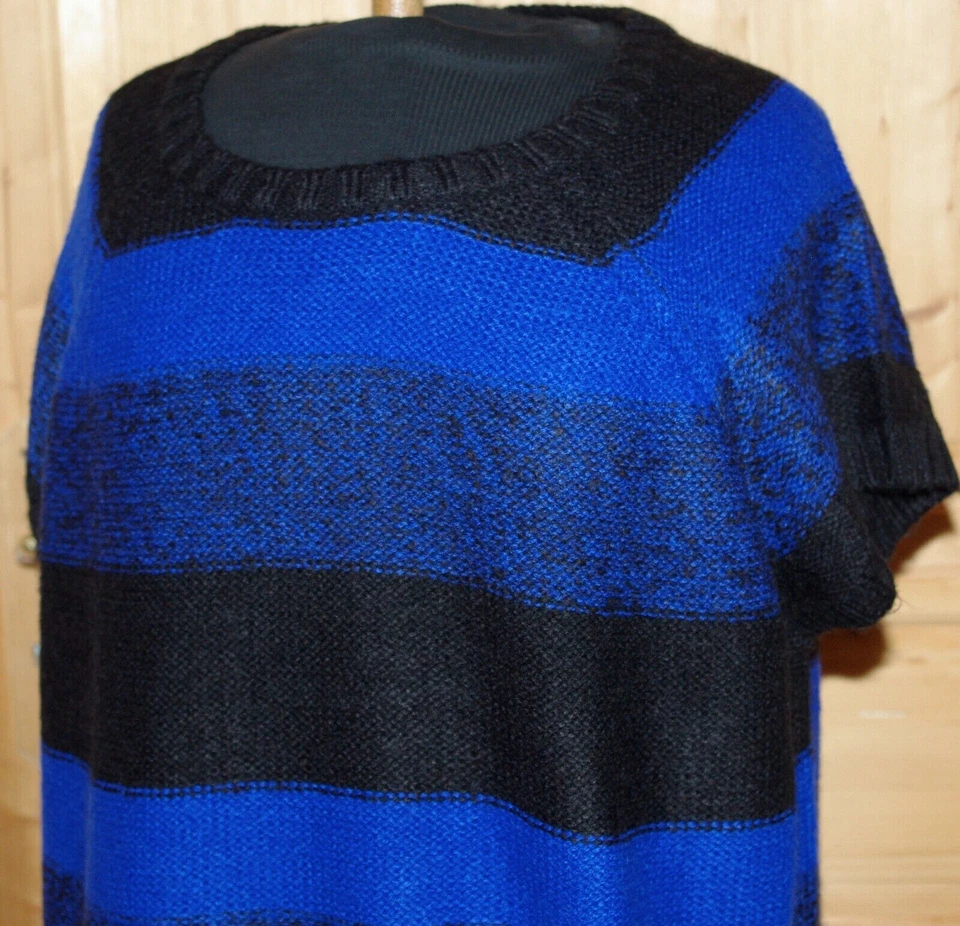 Blancheporte Très long pull tunique rayé bleu & noir manches courtes t 54 neuf - Photo 2/3