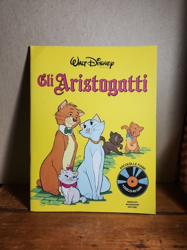 Italian Walt Disney The Aristocats Story Book 45 Rpm RECORD Vintage 1983 Rare
