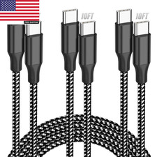 USB C Cable 10Ft 3-Pack, 60W Fast Charging Type C to Type C Charger Cord, Durabl