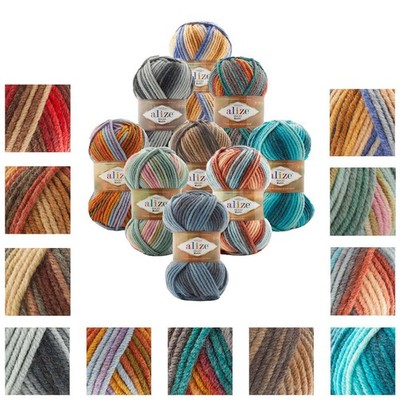 100g Farbverlaufsgarn Alize Superlana Maxi Batik 25% Wolle Winterwolle Farbwahl 