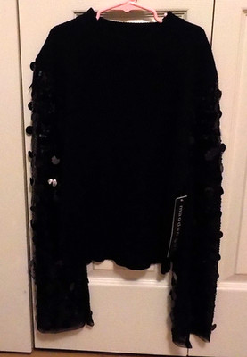 MADDEN GIRL Sheer Sparkly Long Sleeved Sweater Size XL Junior Crop Top New w/Tag