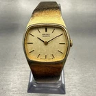 Seiko Watch Women 22mm Gold Dial Gold Tone Oval 43-3129 Vintage New Battery