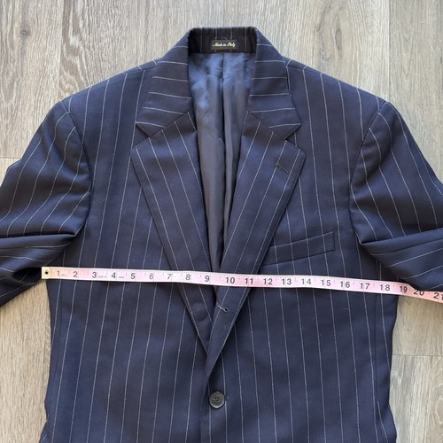 RRL Ralph Lauren Mens Sz 38 Navy Blue Suit Jacket Italian Wool Stifle Pin Stripe - Picture 11 of 16